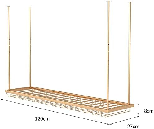 Ceiling Hanging Wine Rack with Glass Holder Shelf 80Cm27Cm Simple Style Iron Frame