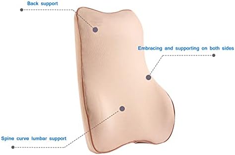 Car Lumbar Support Pillow Memory Foam Office Backrest Cushion 46x40x12cm Gray