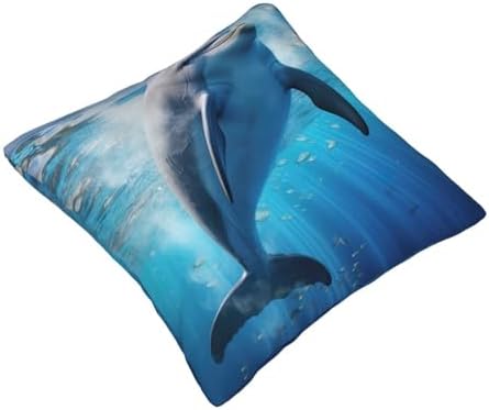 Ogniwo Cool Dolphin Throw Pillow 12x12 Inch Soft Square Cushion Case