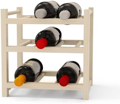 Haihomebest Solid Wood Wine Rack 9-Bottle 3-Tier