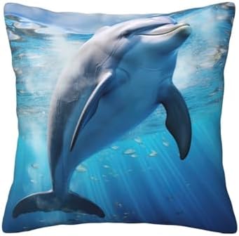 Ogniwo Cool Dolphin Throw Pillow 12x12 Inch Soft Square Cushion Case