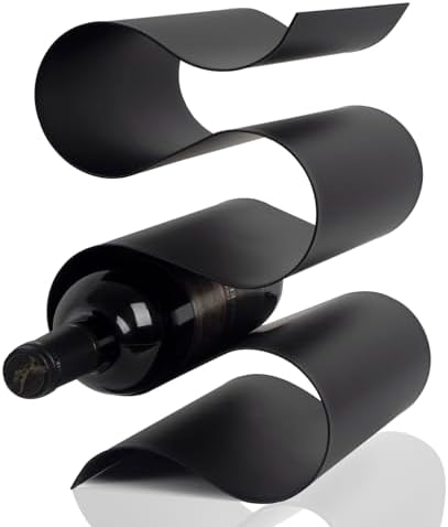 Modern Black S-Shaped Tabletop Wine Rack - 5 Bottle Storage