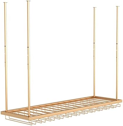 Adjustable Ceiling Wine Glass Holder with Metal Rack