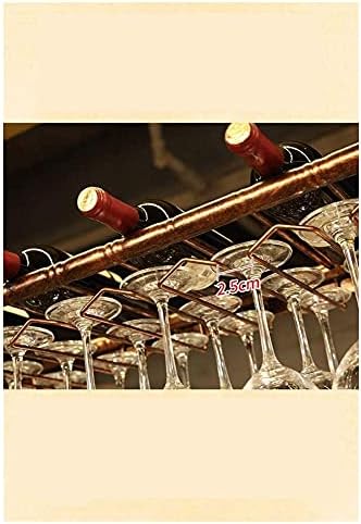 Ceiling Hanging Wine Rack with Glass Holder Shelf and Stemware Holder