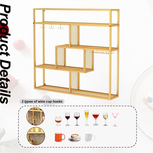 118in Wall Mounted Wine Rack with Glass Holder 4-Tier Industrial Design Black