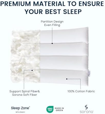 SLEEP ZONE Ultra Thin Pillow for Back and Stomach Sleepers