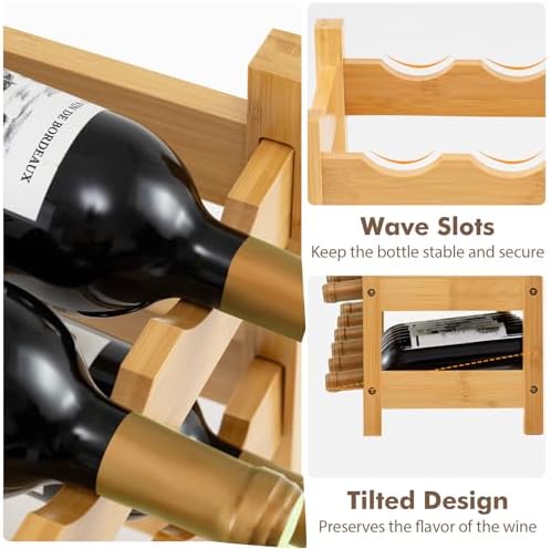 Giantex Bamboo 3 Tier Wine Rack 18 Bottle