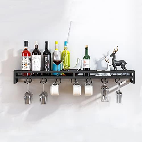 Suuim Wall Mounted Wine Rack Glass Holder Black Metal