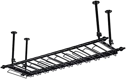 Industrial Metal Wine Rack with Adjustable Height Black 100cm