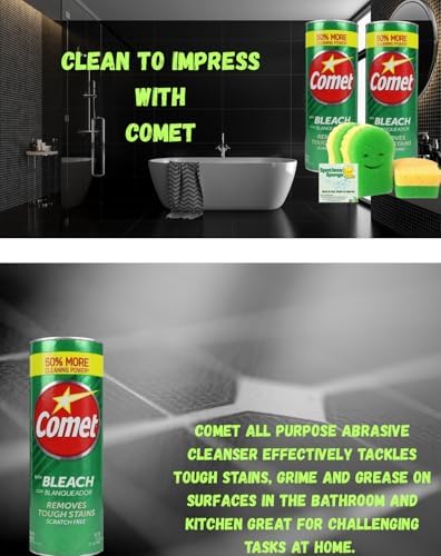 Spotless Sponge Comet Powder Cleanser 21 Oz Scratch-Free Cleaning Set