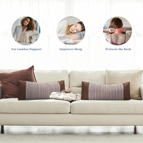 JOERRES Buckwheat Pillow for Neck Support Brown 21x8x3 Inch