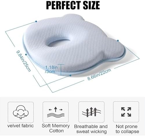 2025 Memory Foam Donut Head Pillow Blue-Q