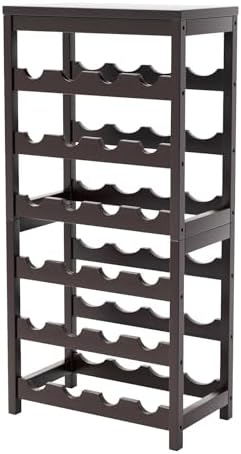 24 Bottle Wine Rack Dark Brown Bamboo