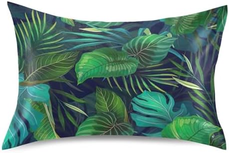 TSENQUE Exotic Tropical Plants Satin Pillow Case Cooling Bed Decor