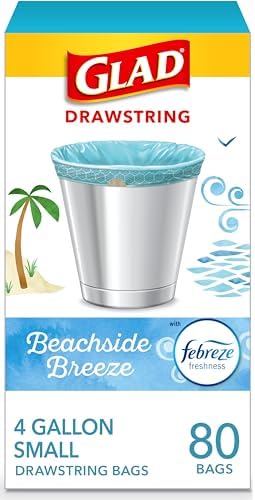Glad Small Trash Bags 4 Gallon Febreze Beachside Breeze 80 Count