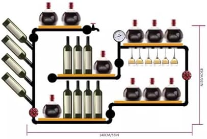 Industrial Style Wall-Mounted Wine Rack with Solid Wood