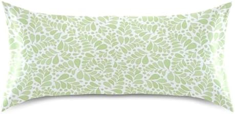 TSENQUE Bright Green Botanical Satin Pillow Case