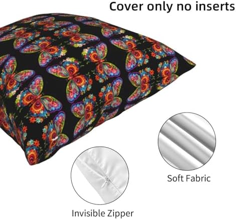 Ogniwo Embroidery Butterfly Throw PillowSoft 12x12 Inch Cushion Cover