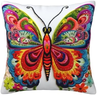 Ogniwo Embroidery Butterfly Throw Pillow 12x12 Inch Soft Square Cushion Case 1