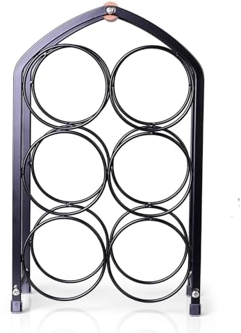 Drincarier 6 Bottle Countertop Wine Rack - Modern Black Metal 3 Tier Stand 1
