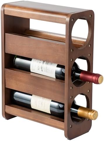 Satu Brown 3 Bottle Wine Rack Pine Wood Holder