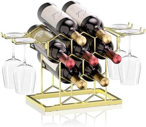Modern Black Metal 8 Bottle Countertop Wine Rack