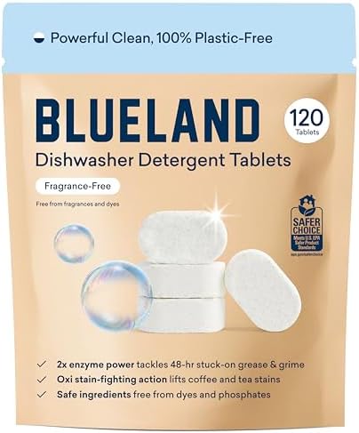 BLUELAND Plastic-Free Dishwasher Tablets 120 Count