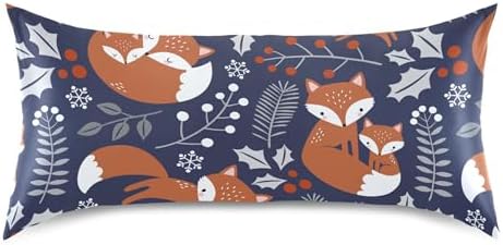 TSENQUE Cute Fox Leaves Berry Satin Pillow Case
