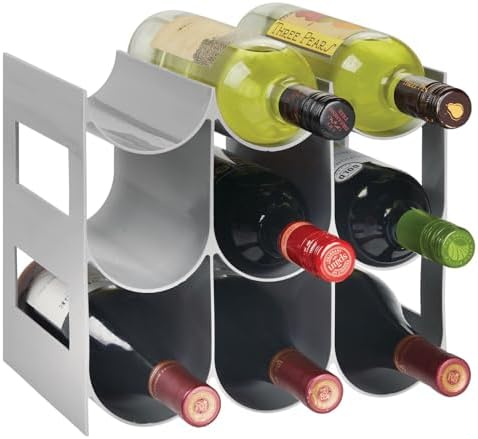 mDesign Wine Rack Storage Organizer - 3 Tiers 9 Bottles Gray