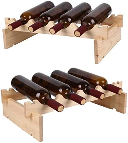 ALDEPO 4-Bottle Stackable Wooden Wine Rack