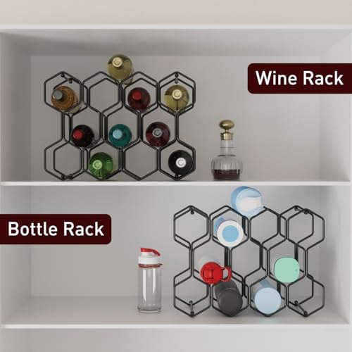 Buruis 14-Bottle Modern Metal Wine Rack - Black