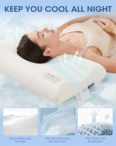 Cooloo8 Ultra-Thin Memory Foam Queen Pillow for Neck Pain Relief