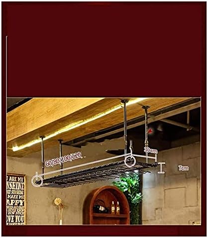 Ceiling Hanging Wine Rack with Glass Holder Shelf and Stemware Holder