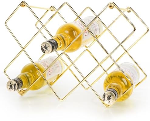 Modern Gold Metal Wine Rack 10 Bottles