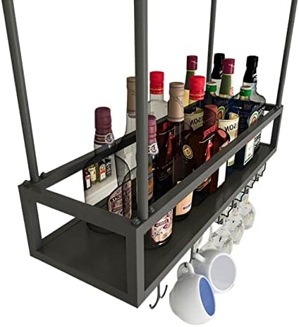 Metal Wine Glass Rack with Adjustable Holder and Stemware Storage