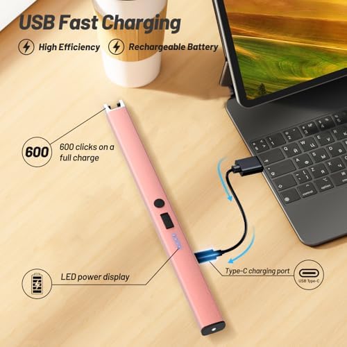 AJIJING Windproof Electric Lighter with Safety Lock and LED Display
