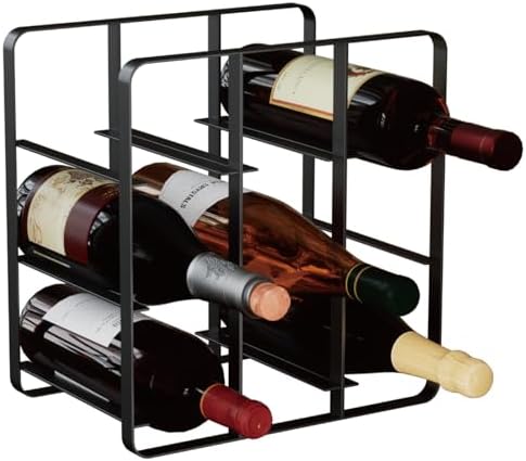Buruis 9-Bottle Metal Wine Rack Black Freestanding 1