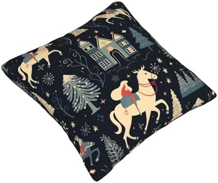 Ogniwo House Deer Tree Christmas Throw Pillow Soft 12x12 Inch Cushion Case