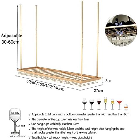 Suuim Adjustable Metal Wine Rack Holder with Ceiling Mount