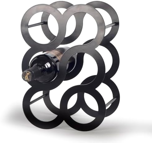 Modern Black Metal Wine Rack for 6 Bottles