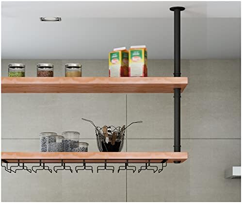 OFCAG Industrial Wine Rack with Glass Holder 100CMx30CM