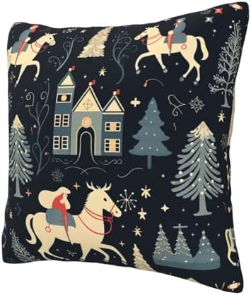 Ogniwo House Deer Tree Christmas Throw Pillow Soft 12x12 Inch Cushion Case