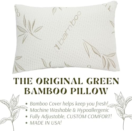 Sleep Touch Green Leaf Shredded Memory Foam Pillow Cool Supportive