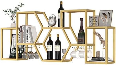 BOCbco Wall-Mounted Wine Rack in Gold with Iron Art
