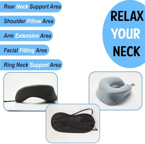 Azmaish Face Down Pillow with Eye Mask for Travel and Sleep