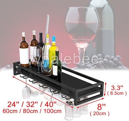 Whalebee Wine Glass Holder 24 Metal Rack for Wall Mount