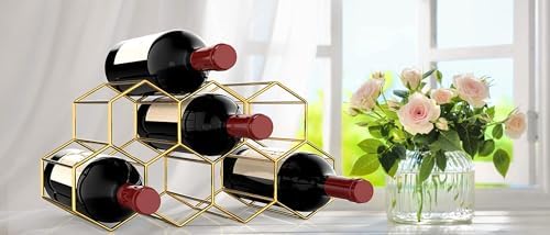Handisen Gold Wire Wine Rack for Small Spaces