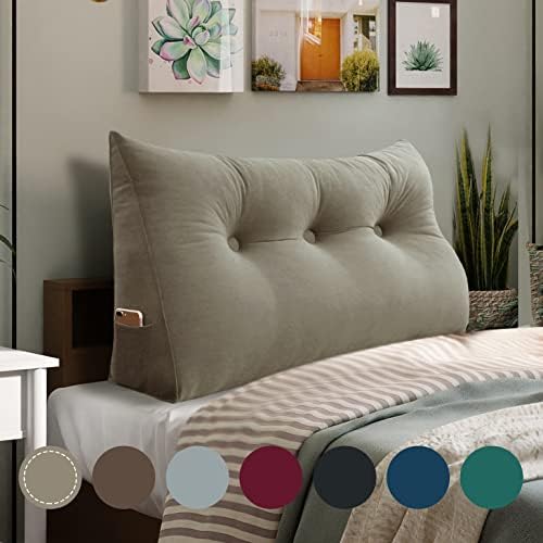 Homecozy Wedge Pillow 39in Light Tan for Bed Reading Support