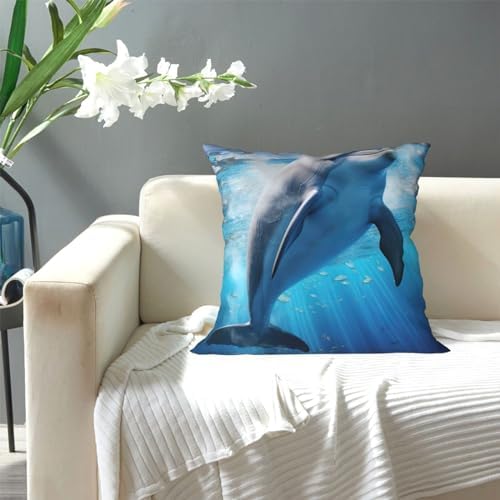Ogniwo Cool Dolphin Throw Pillow 12x12 Inch Soft Square Cushion Case