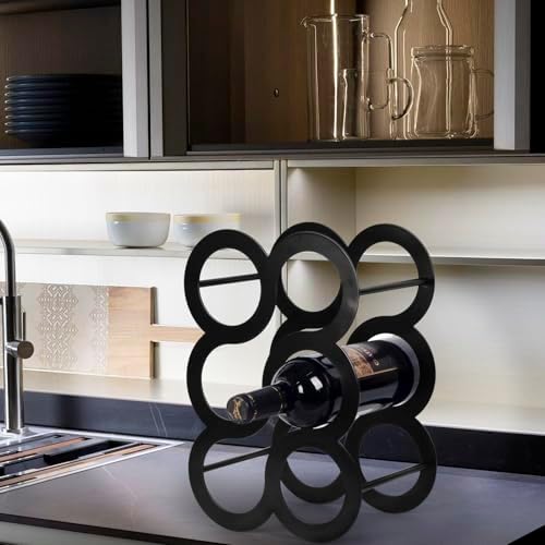 Modern Black Metal Wine Rack for 6 Bottles